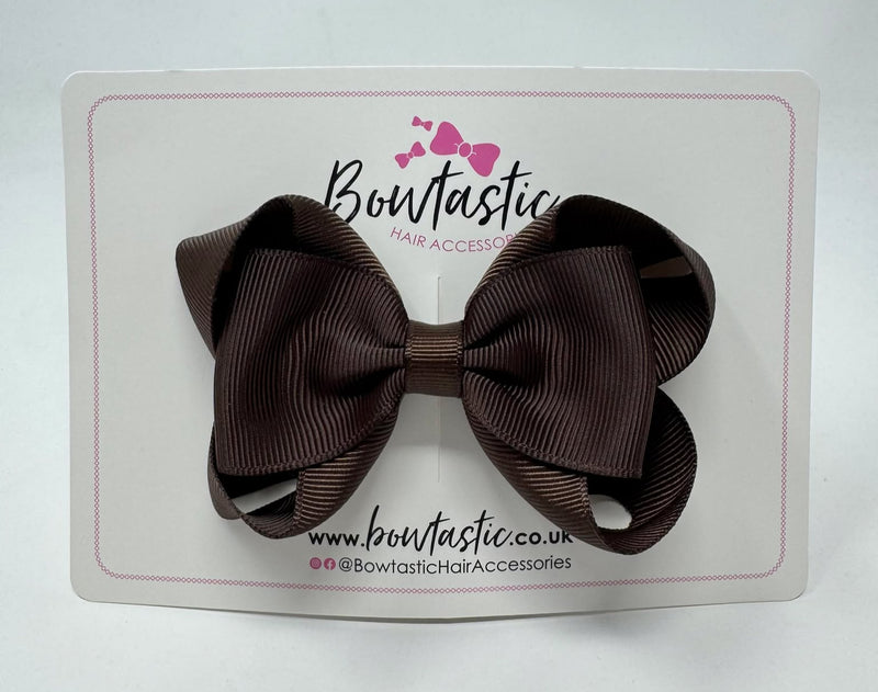 3.5 Inch Tuxedo Double Bow - Brown