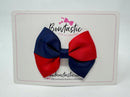 3 Inch Twist Bow - Navy & Red