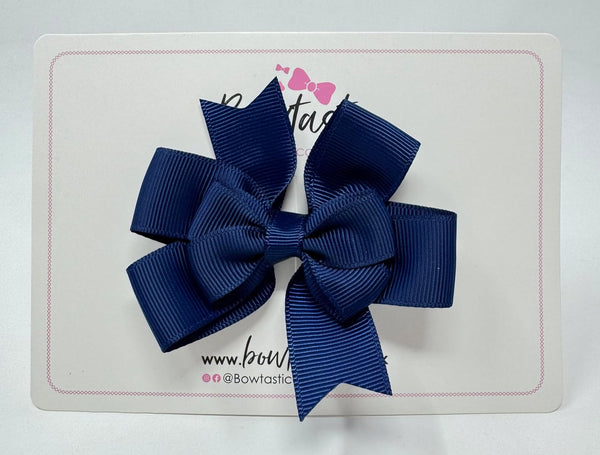 3 Inch 2 Layer Pinwheel Bow - Navy