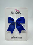3 Inch Tail Bow - Cobalt & White