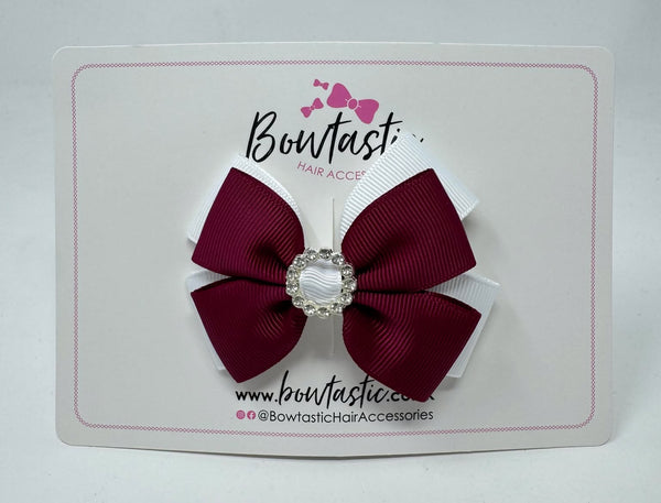 3 Inch Butterfly Gem Bow - Wine & White