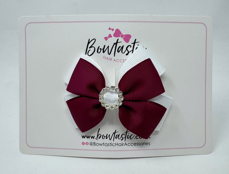 3 Inch Butterfly Gem Bow - Wine & White