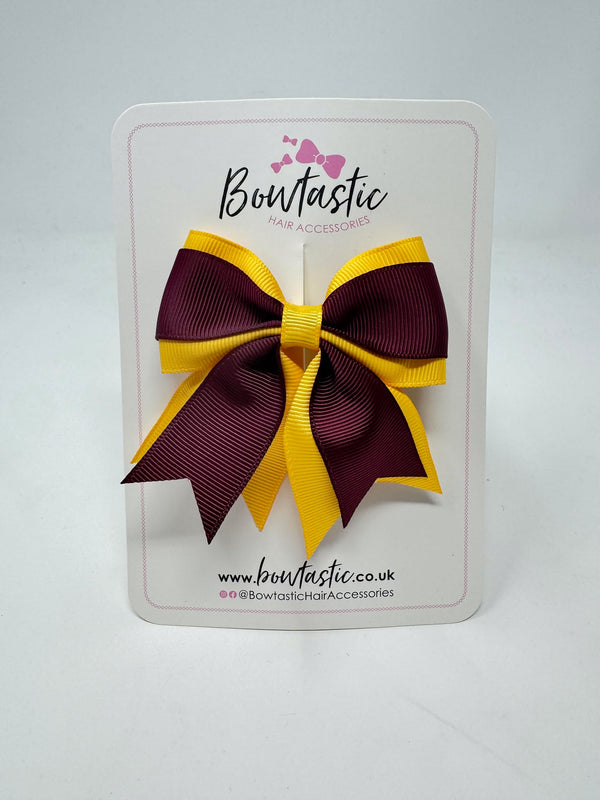 3 Inch Tail Bow - Burgundy & Yellow Gold