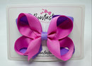 4.5 Inch Bow 2 Layer - Rose Bloom & Hyacinth