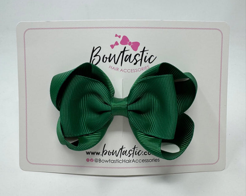 3.5 Inch Tuxedo Double Bow - Forest Green