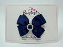 3 Inch Butterfly Gem Bow - Navy