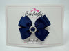 3 Inch Butterfly Gem Bow - Navy