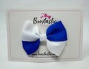 3 Inch Twist Bow - Royal Blue & White