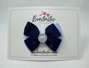 3 Inch Butterfly Gem Bow - Navy & Bluebell