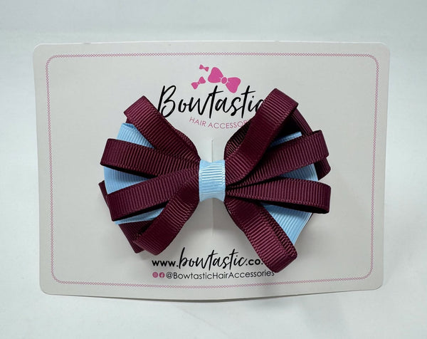 3.5 Inch Loop Bow - Burgundy & Blue Topaz