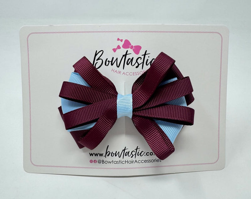 3.5 Inch Loop Bow - Burgundy & Blue Topaz