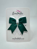 3 Inch Tail Bow - Hunter Green & White