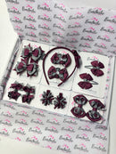 School Bundle - Matching Pairs - Clips & Alice Band - Burgundy & Metal Grey