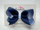 4 Inch Double Ribbon Bow - Navy & Bluebell