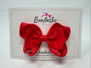 3.5 Inch Tuxedo Double Bow - Hot Red