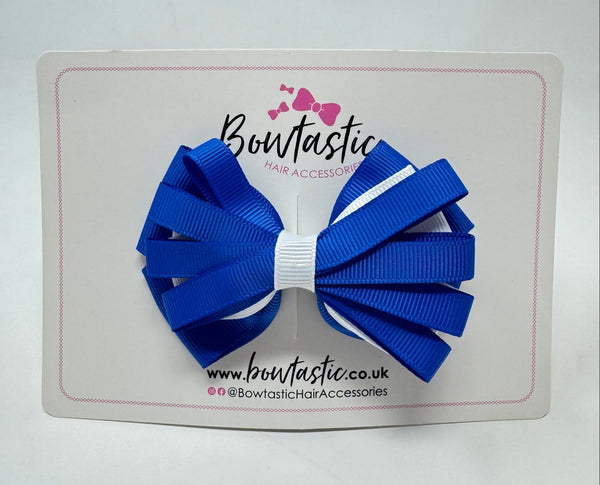3.5 Inch Loop Bow - Royal Blue & White