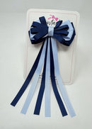 3.5 Inch Streamer Tail Bow - Navy & Bluebell