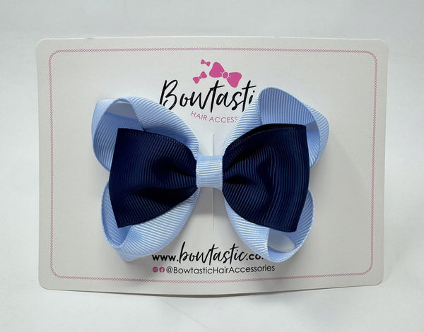 3.5 Inch Tuxedo Double Bow - Navy & Bluebell