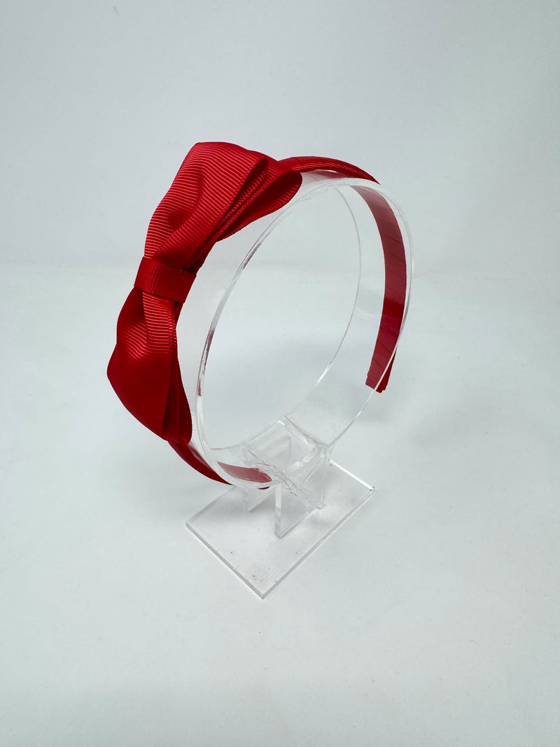 4 Inch Flat Bow Alice Band - Red