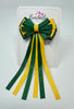 3.5 Inch Streamer Tail Bow - Forest Green & Yellow Gold