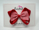 3.5 Inch Tuxedo Double Bow - Red Gingham