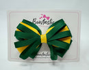 4.5 Inch Loop Bow - Forest Green & Yellow Gold