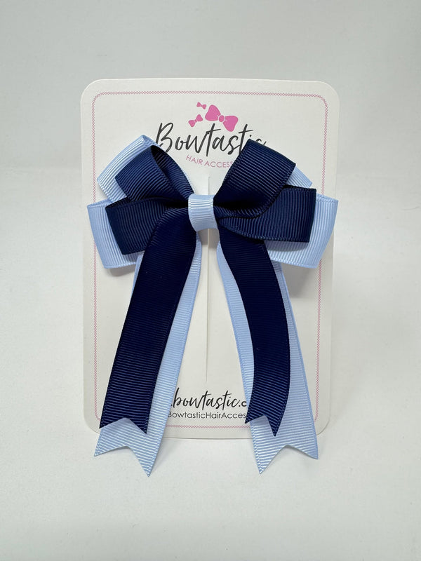 4 Inch Double Tail Bow - Navy & Bluebell