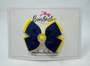 3 Inch Butterfly Gem Bow - Navy & Daffodil
