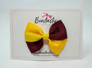3 Inch Twist Bow - Burgundy & Yellow Gold