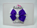 3 Inch Butterfly Gem Bow - Purple & White