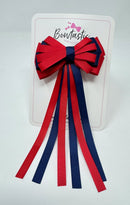 3.5 Inch Streamer Tail Bow - Red & Navy