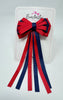 3.5 Inch Streamer Tail Bow - Red & Navy