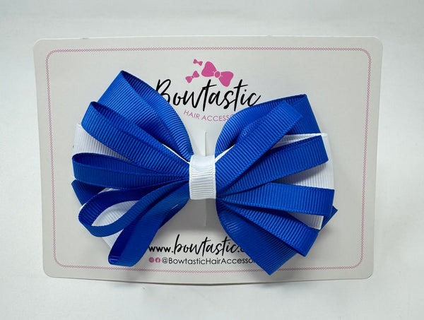 4.5 Inch Loop Bow - Royal Blue & White