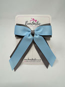 4.5 Inch Tail Bow - Blue Topaz & Metal Grey