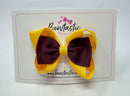 3.5 Inch Tuxedo Double Bow - Burgundy & Yellow Gold