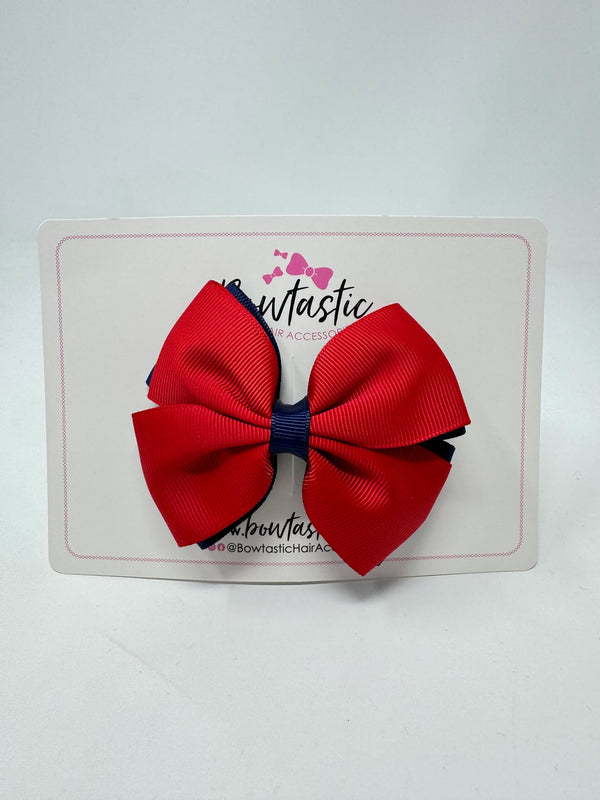 3.5 inch Butterfly Bow - Navy & Red