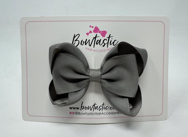 3.5 Inch Tuxedo Double Bow - Metal Grey