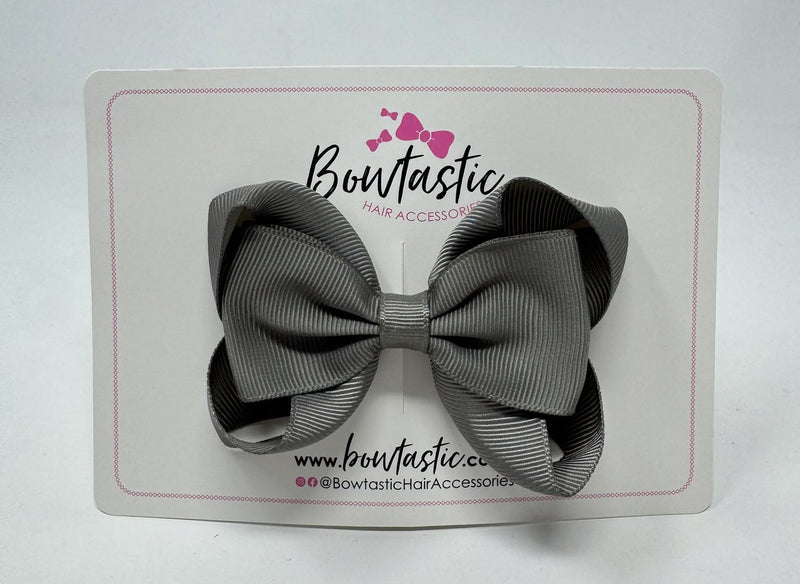 3.5 Inch Tuxedo Double Bow - Metal Grey