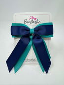 4.5 Inch Tail Bow - Navy & Jade Green