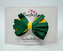 3.5 Inch Loop Bow - Forest Green & Yellow Gold