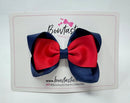 3.5 Inch Tuxedo Double Bow - Red & Navy