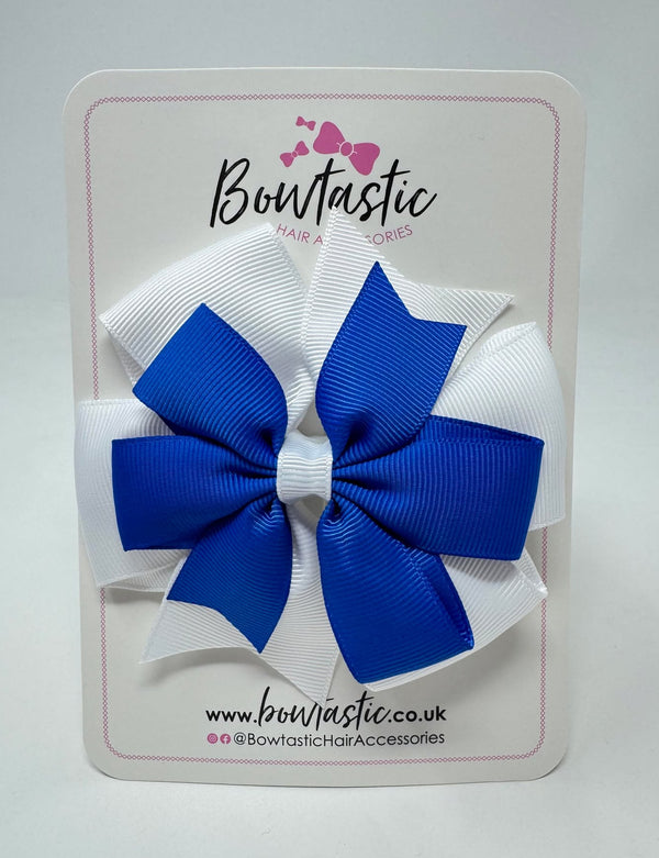 4 Inch Double Pinwheel Bow - Royal Blue & White