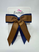 4.5 Inch Tail Bow - Navy & Turftan