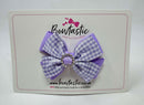 3 Inch Gem Butterfly Bow - Lilac Gingham