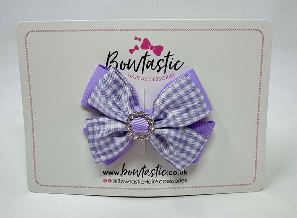 3 Inch Gem ButterflyBow - Lilac Gingham