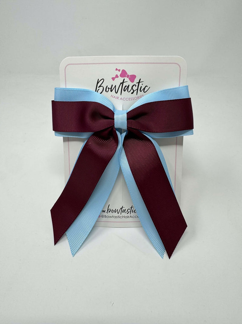 4.5 Inch Tail Bow - Burgundy & Blue Topaz