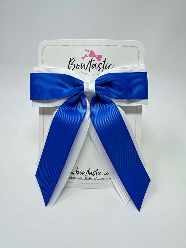 4.5 Inch Tail Bow - Royal Blue & White