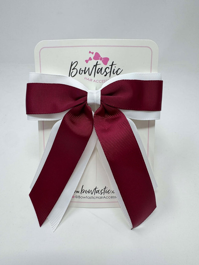 4.5 Inch Tail Bow - Wine & White