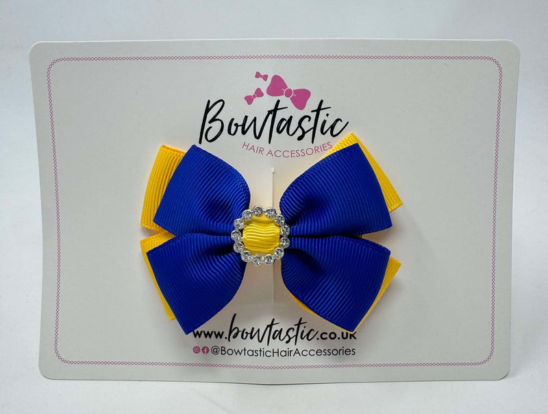 3 Inch Butterfly Gem Bow - Cobalt & Yellow Gold