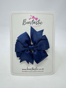 3 Inch Double Pinwheel Bow - Navy